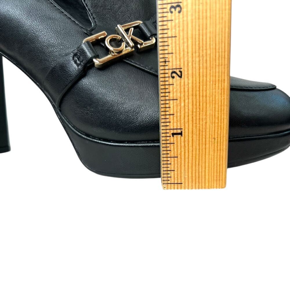 CALVIN KLEIN Pressy Platform Moc Leather Pumps 3" Heel in Black W's Size 7.5M - Picture 11 of 14